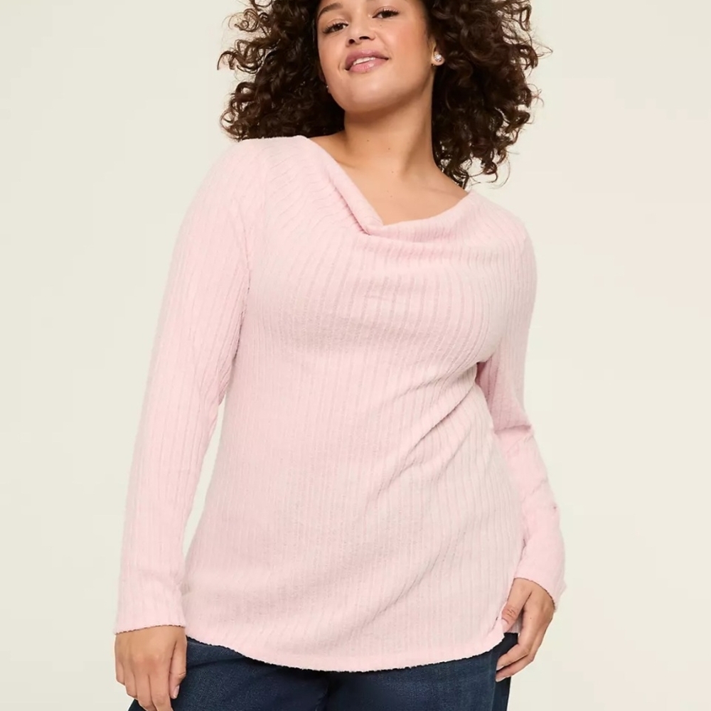 Lane Bryant Soft Pink Cowl Neck Sweater